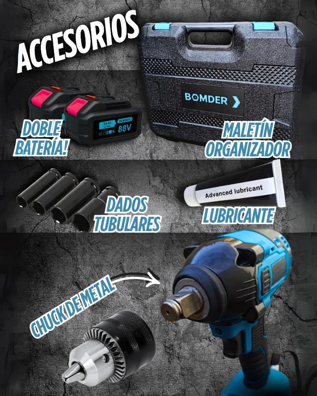 LLAVE DE IMPACTO 88V DOBLE BATERIA