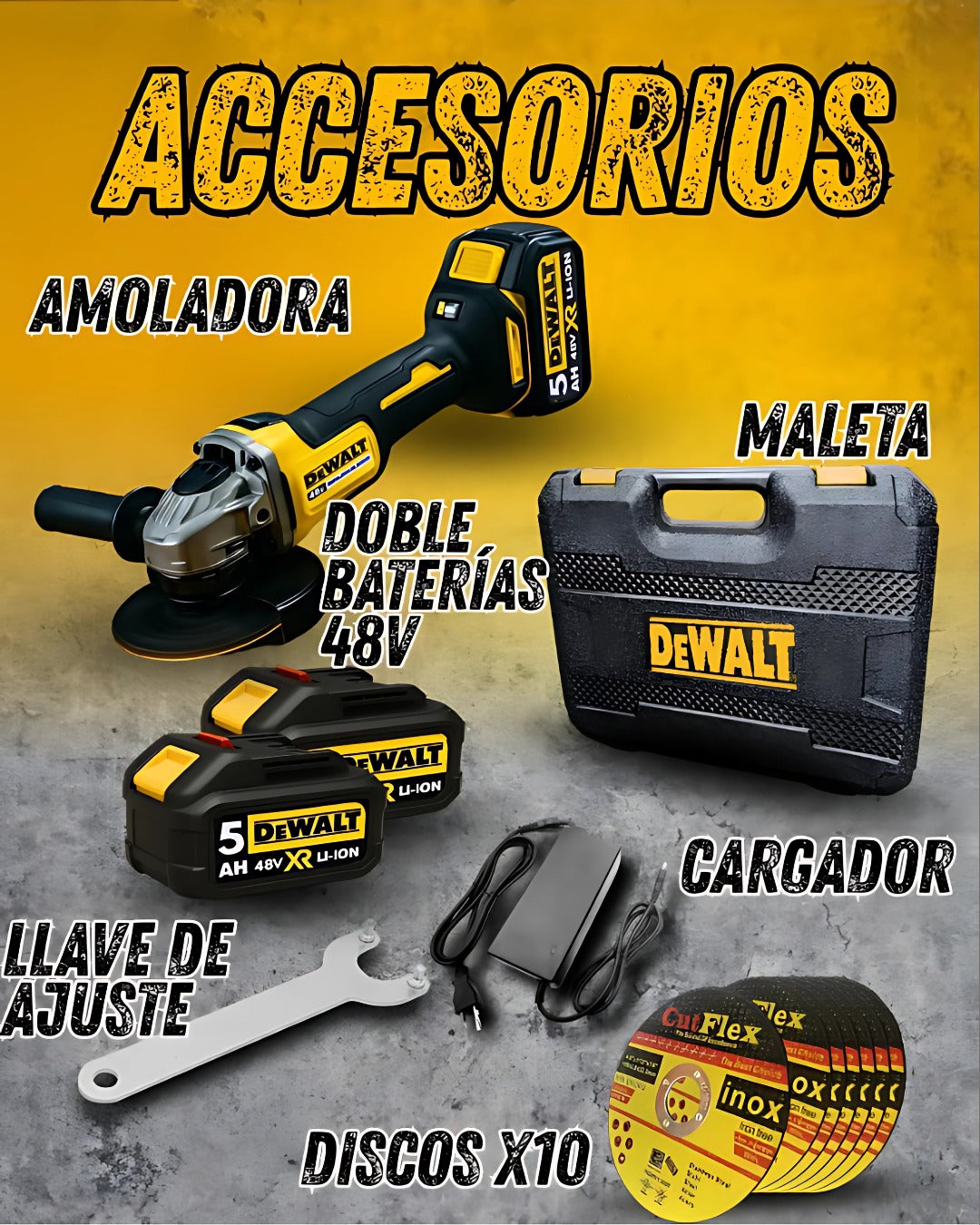 AMOLADORA DeWaLT INALAMBRICA 48V