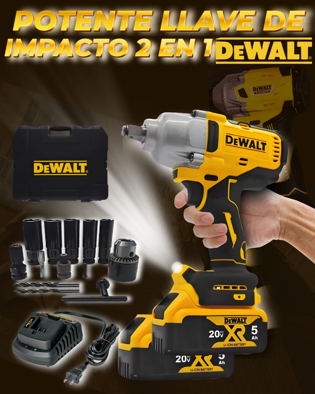 📀LLAVE DE IMPACTO POTENTE 2 EN 1  DEWALT