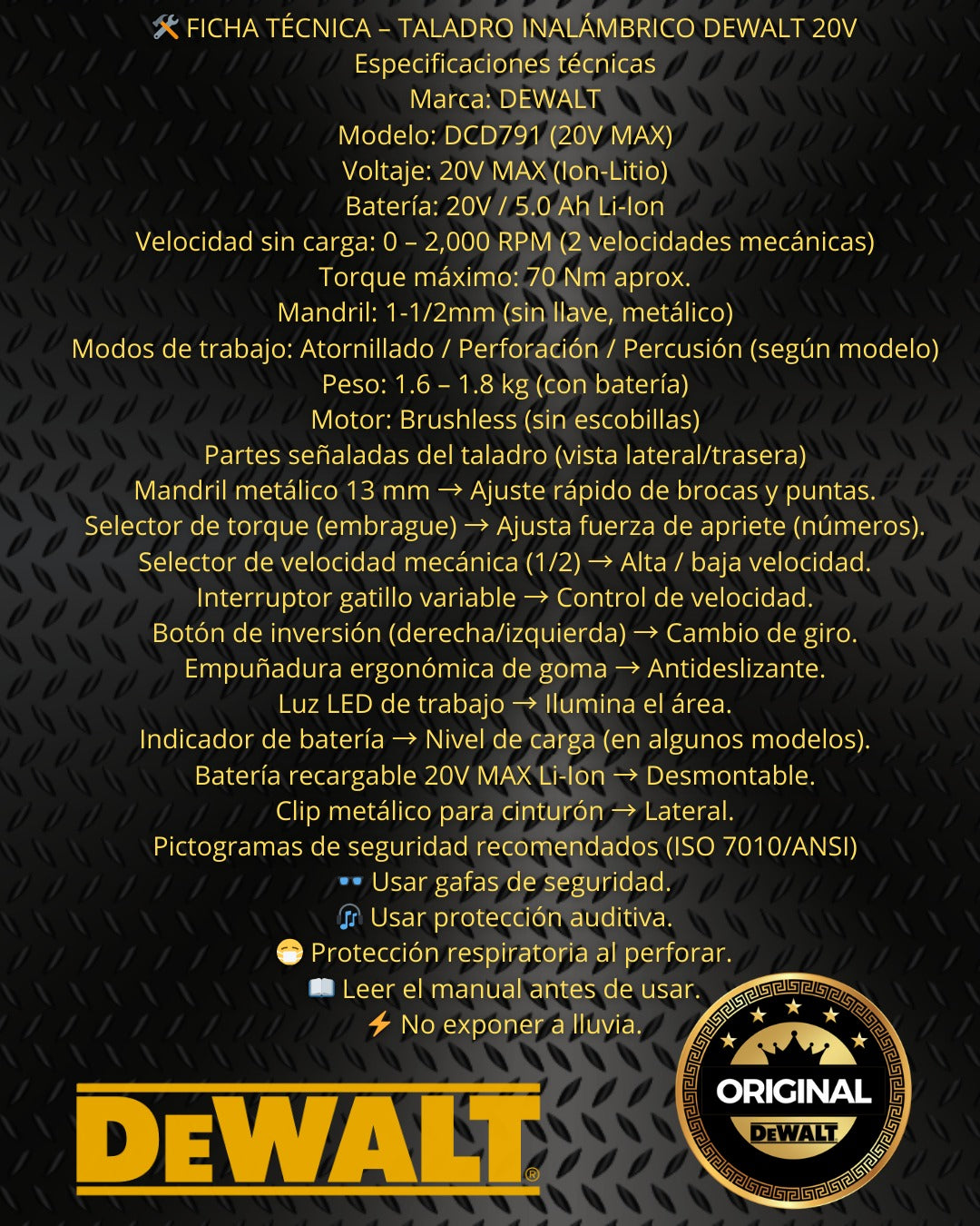 TALADRO MANDRIL METALICO DeWaLT