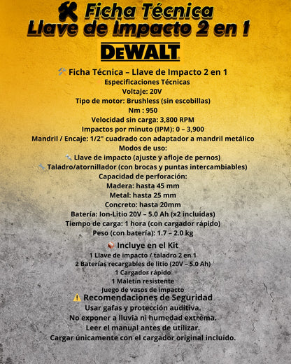 📀LLAVE DE IMPACTO POTENTE 2 EN 1  DEWALT